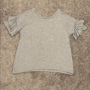 Chelsea28 Gray Ruffle Sleeve Top
